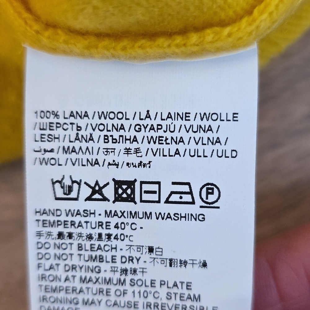 😍 Mens 100% Wool Sweater XXL Mustard Yellow Crewneck Warm Minimalist V bin - Picture 12 of 15